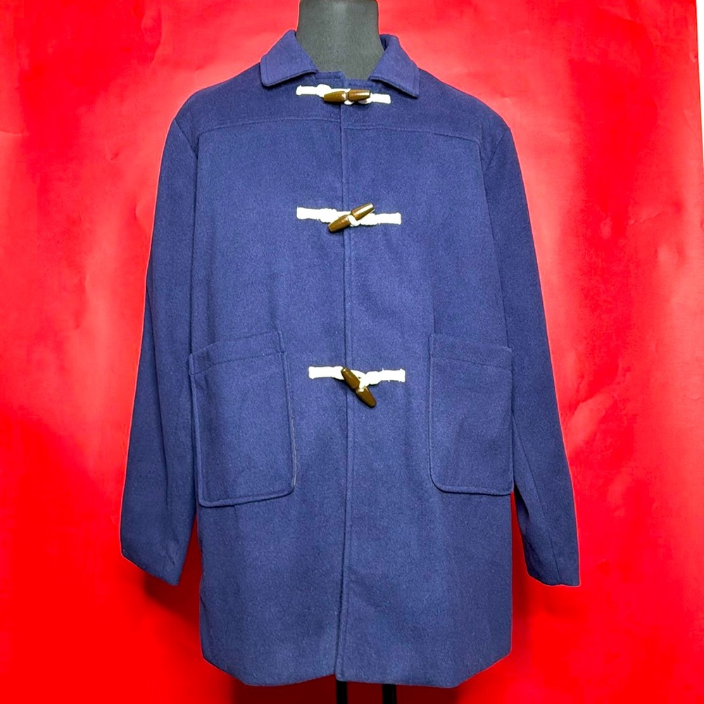 Shein Men 1Pc Pocket Patched Duggle Overcoat Navy Blue Size Small